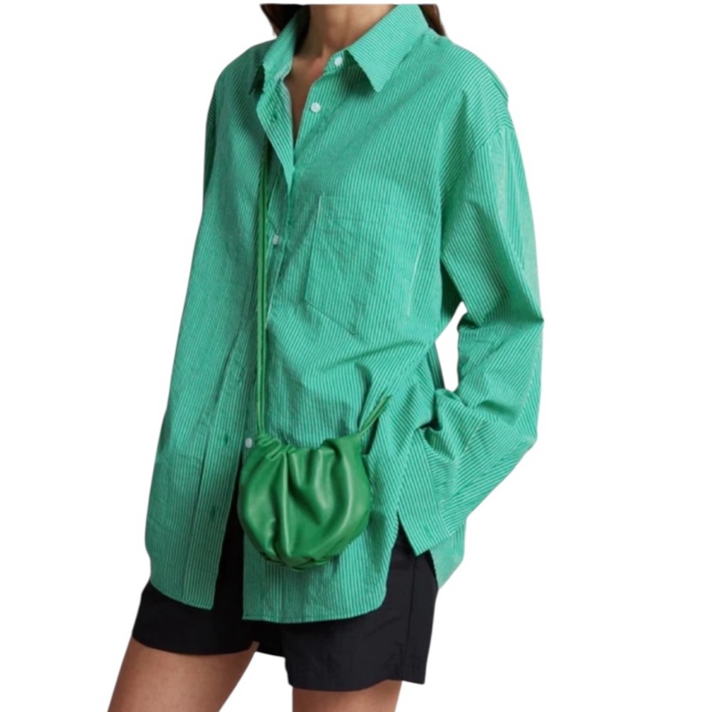 The Frankie Shop Green Striped Button-Down Shirt